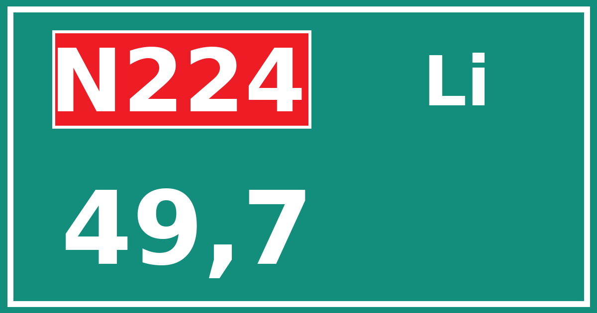 Hectometerbord N224 49,7 zijde Li