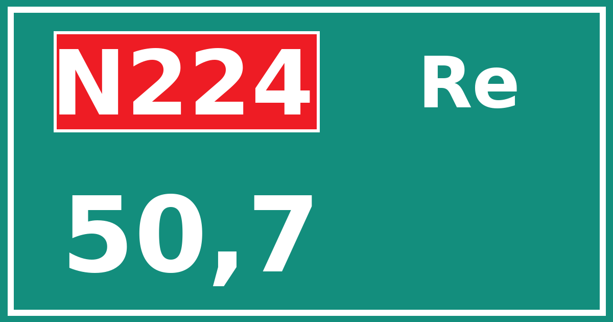 Hectometerbord N224 50,7 zijde Re