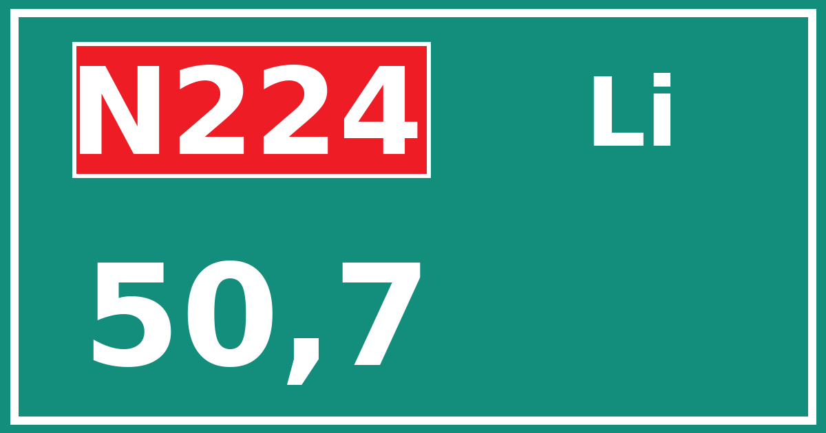 Hectometerbord N224 50,7 zijde Li