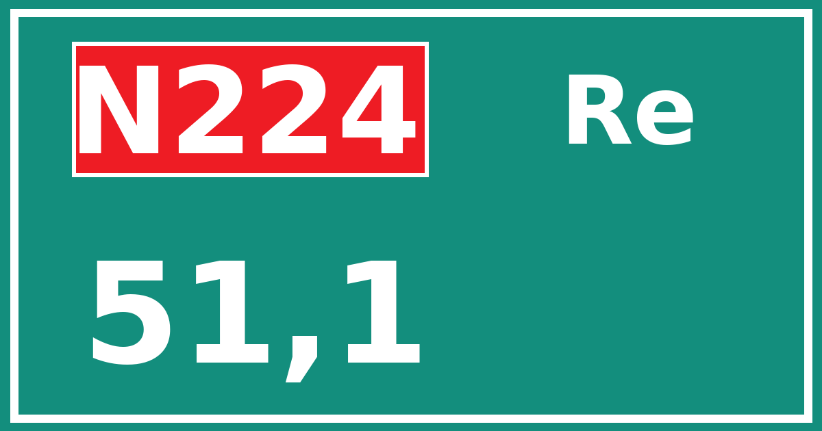 Hectometerbord N224 51,1 zijde Re