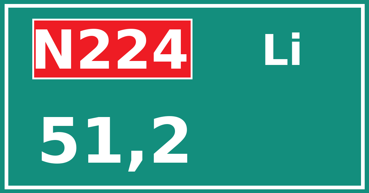 Hectometerbord N224 51,2 zijde Li
