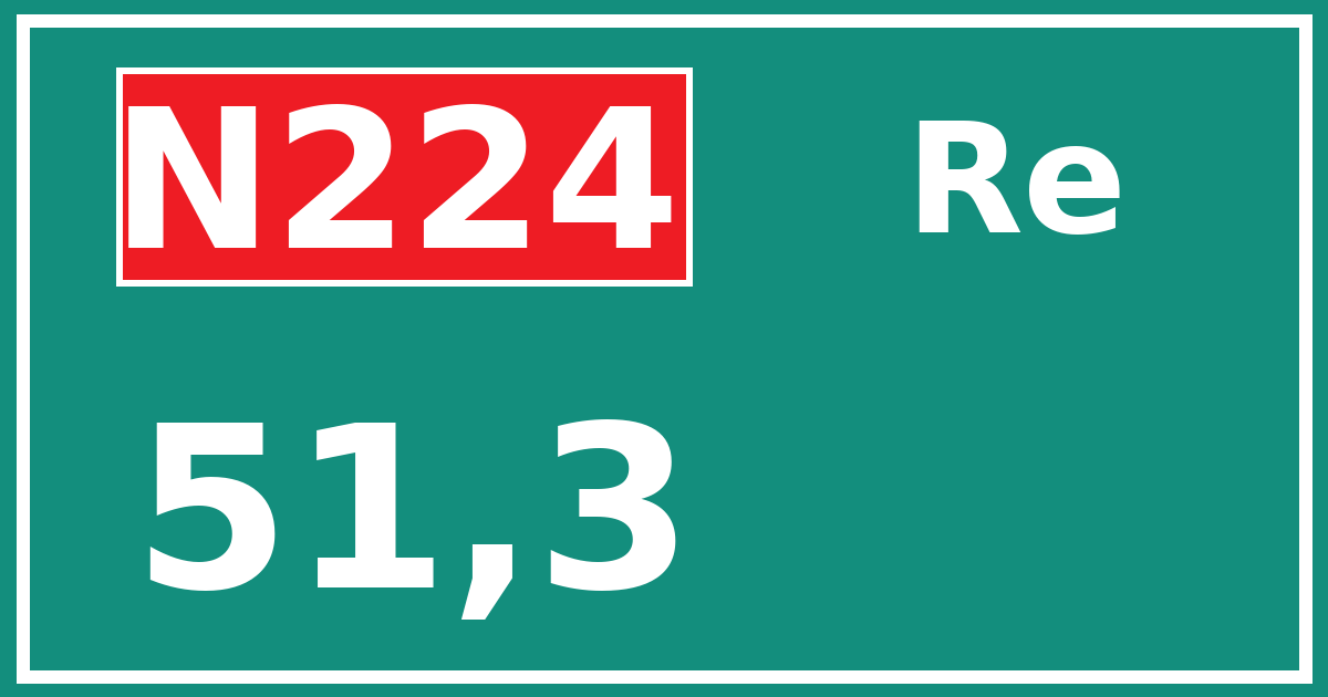 Hectometerbord N224 51,3 zijde Re