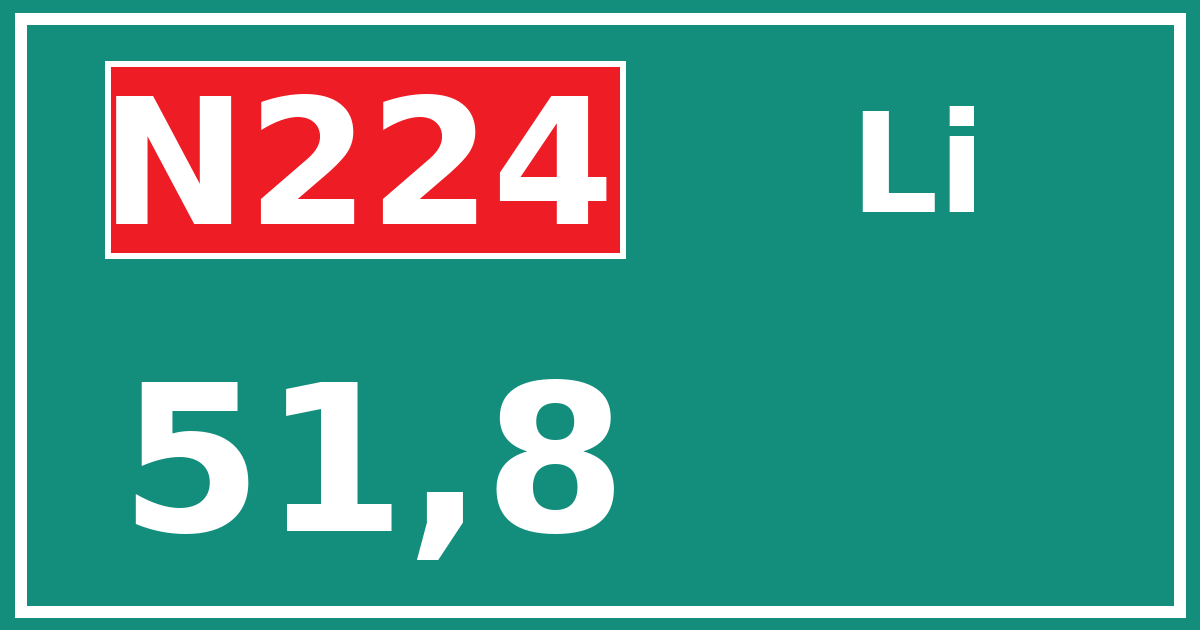 Hectometerbord N224 51,8 zijde Li