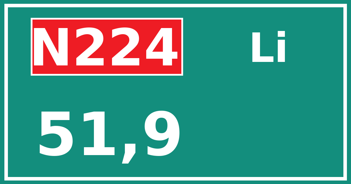 Hectometerbord N224 51,9 zijde Li