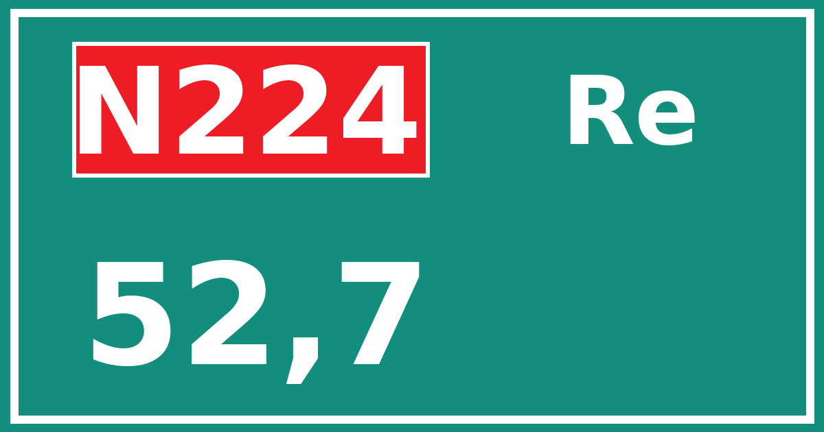 Hectometerbord N224 52,7 zijde Re