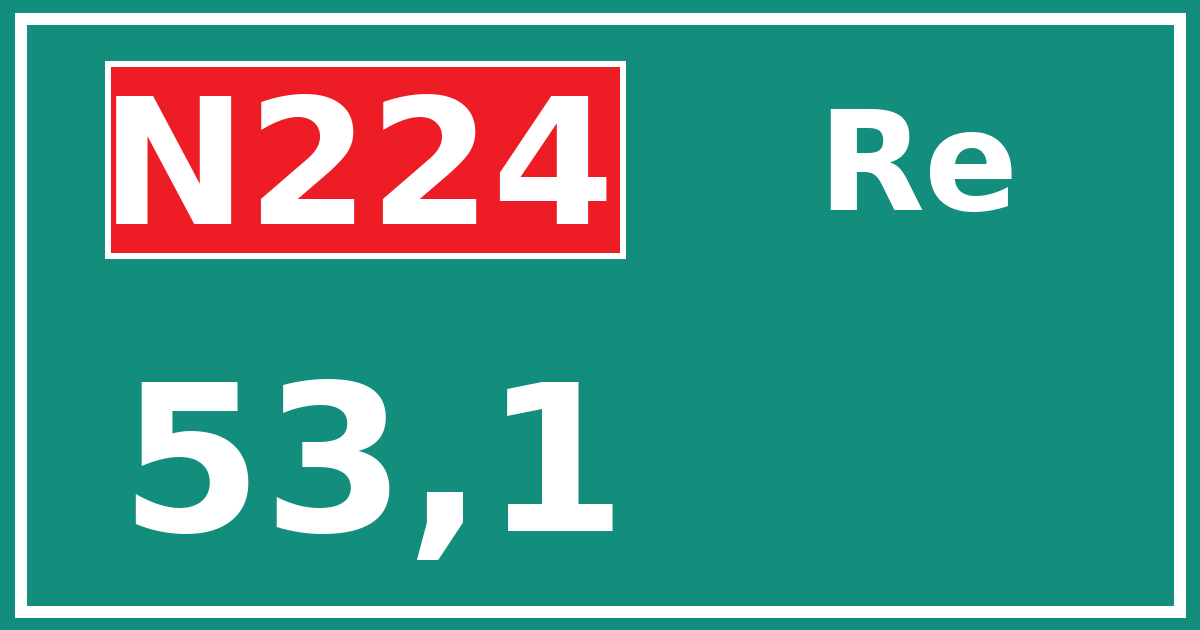 Hectometerbord N224 53,1 zijde Re