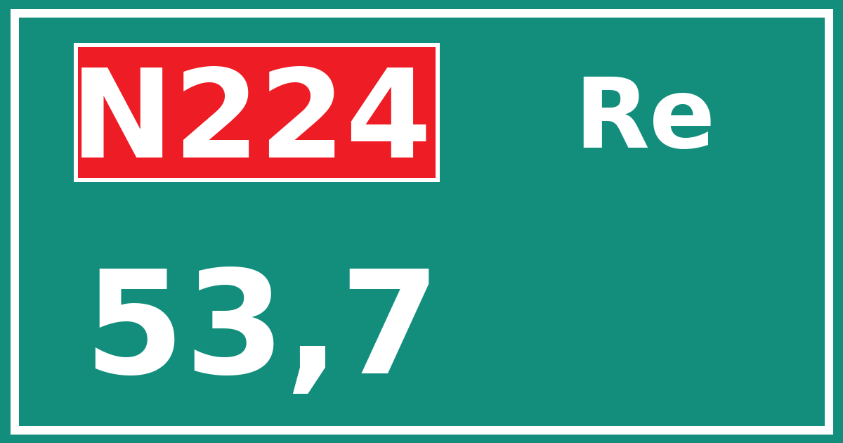Hectometerbord N224 53,7 zijde Re