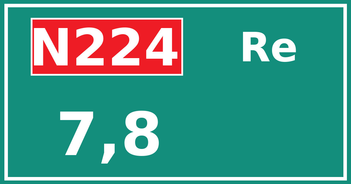 Hectometerbord N224 7,8 zijde Re