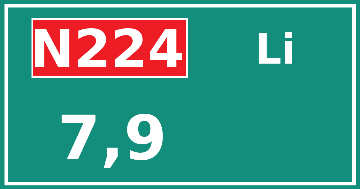 Hectometerbord N224 7,9 zijde Li