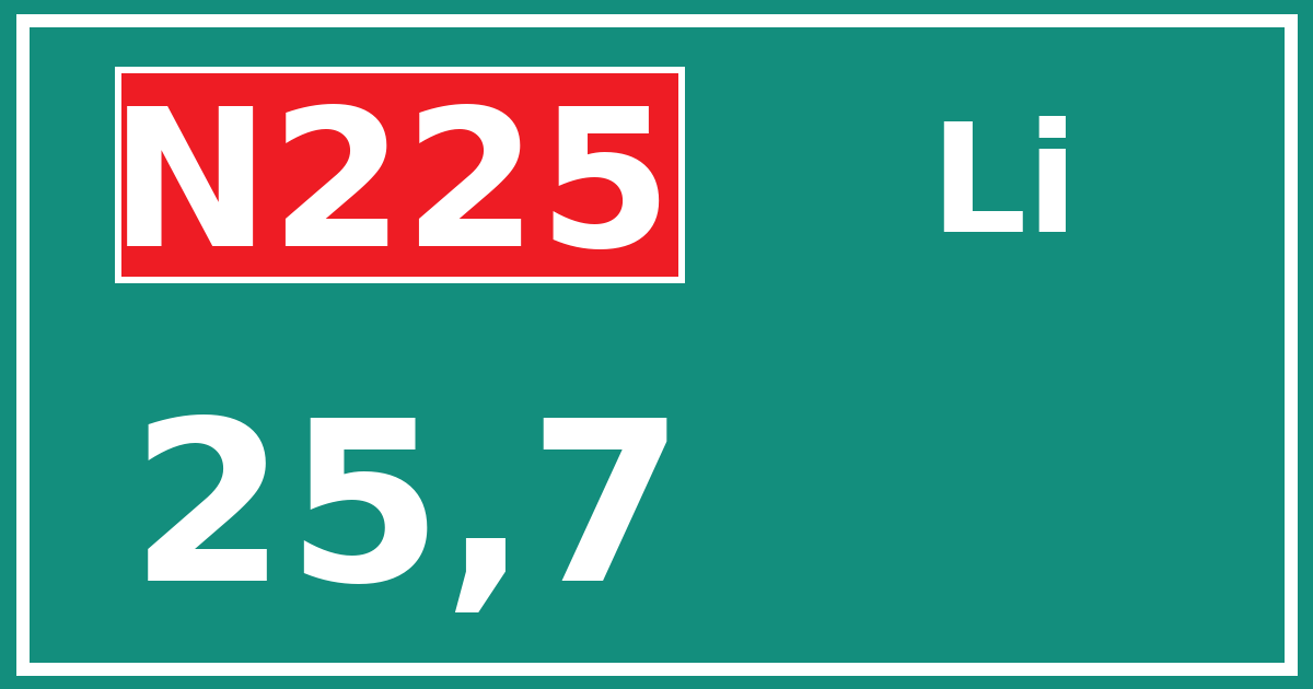 Hectometerbord N225 25,7 zijde Li