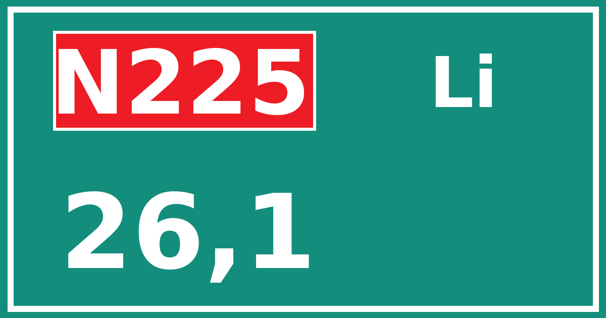 Hectometerbord N225 26,1 zijde Li