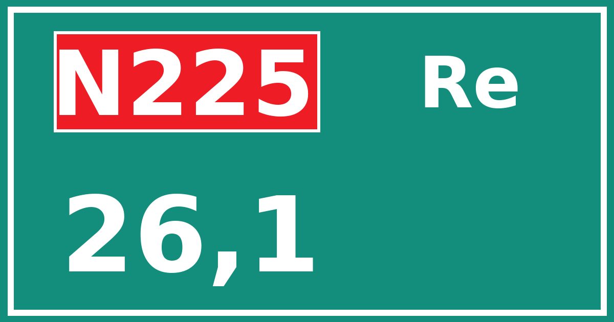 Hectometerbord N225 26,1 zijde Re
