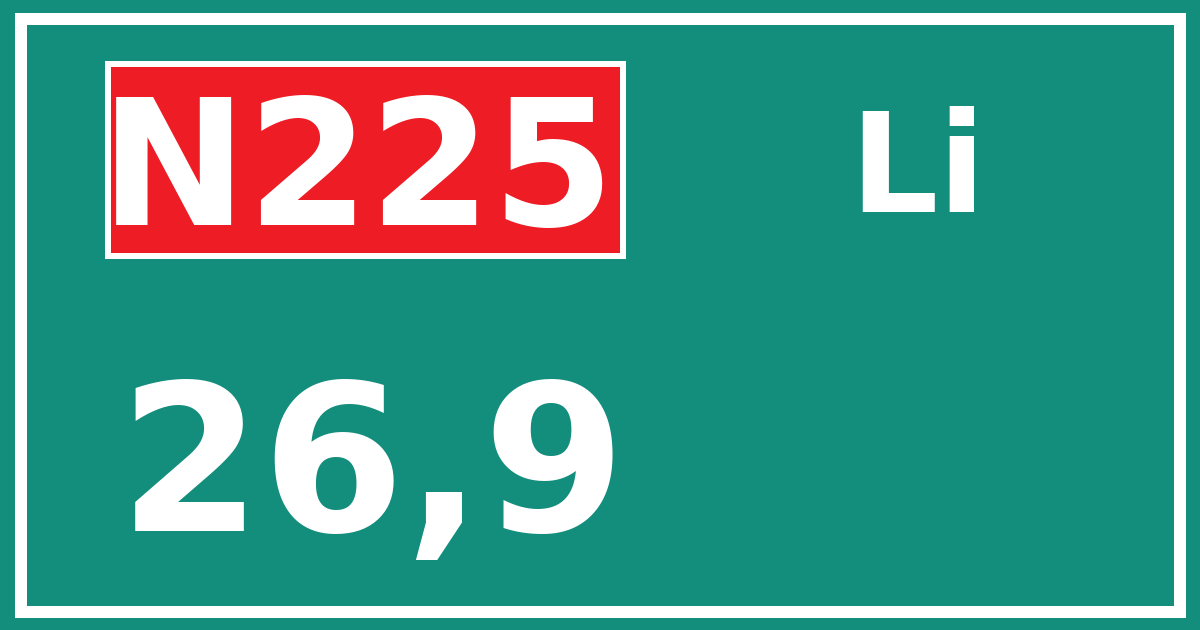 Hectometerbord N225 26,9 zijde Li