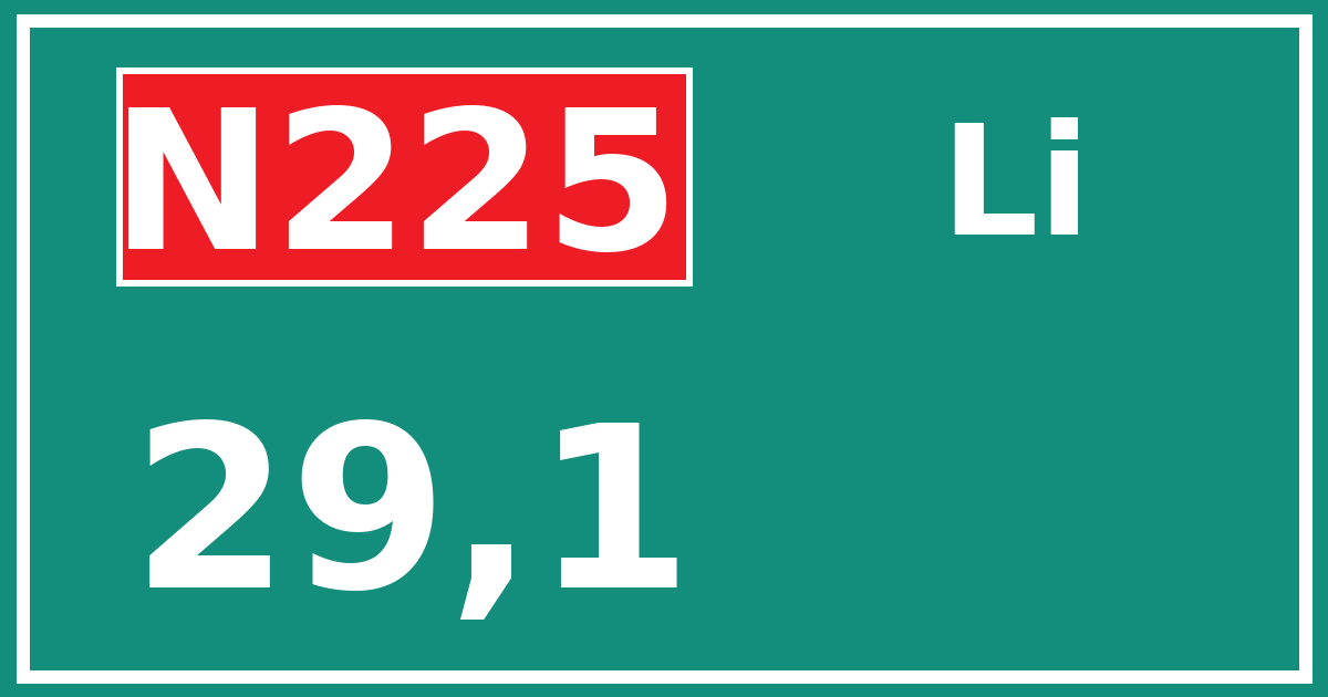 Hectometerbord N225 29,1 zijde Li