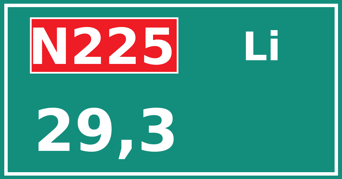 Hectometerbord N225 29,3 zijde Li