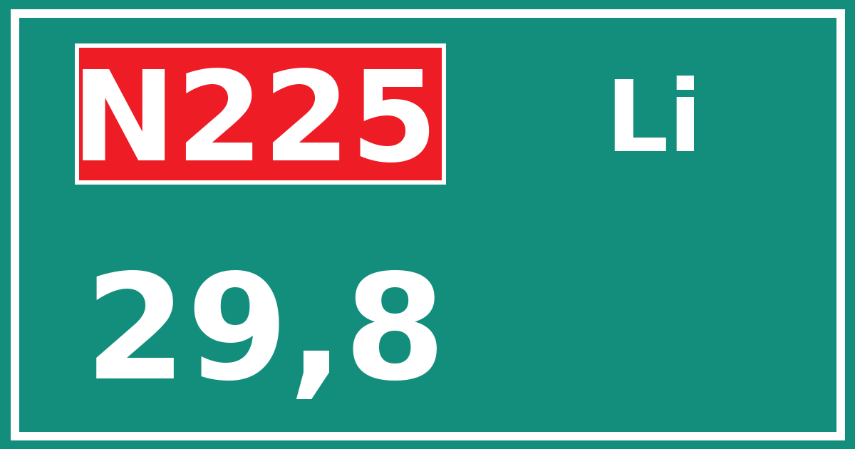 Hectometerbord N225 29,8 zijde Li