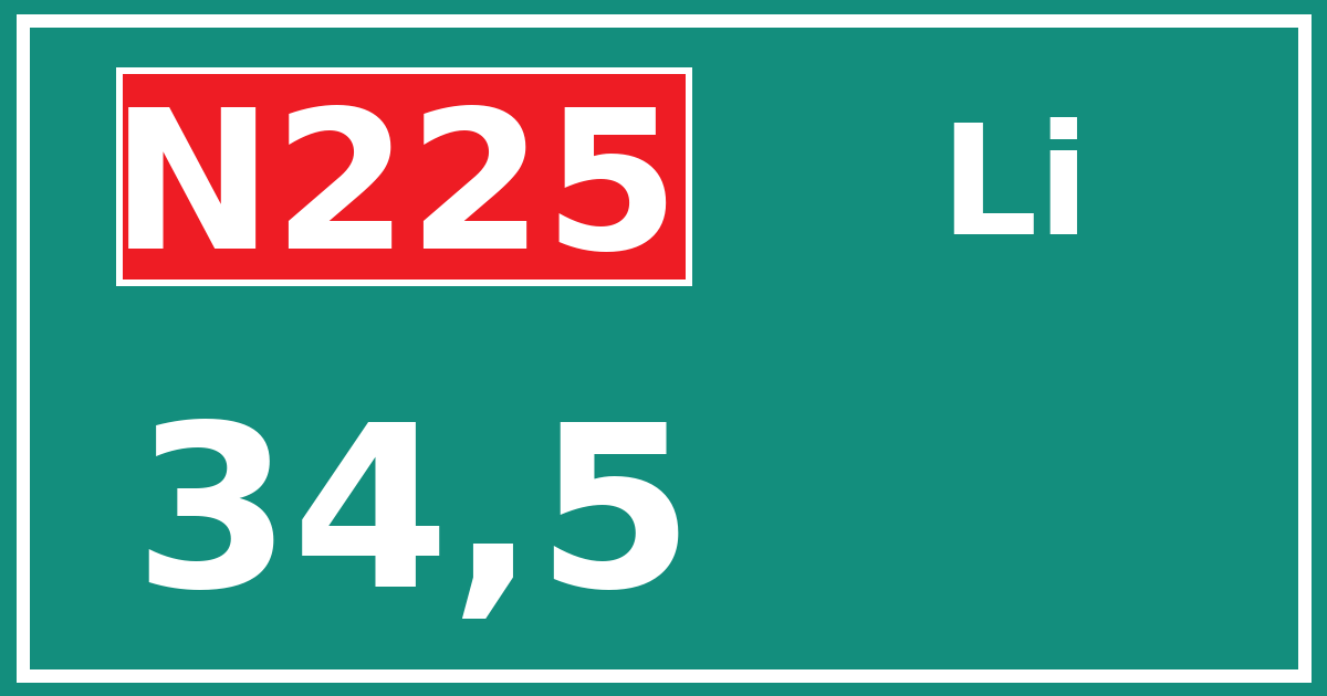 Hectometerbord N225 34,5 zijde Li