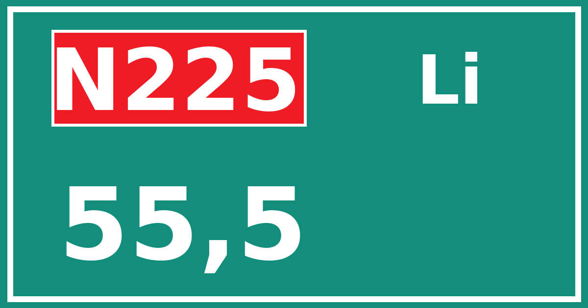 Hectometerbord N225 55,5 zijde Li