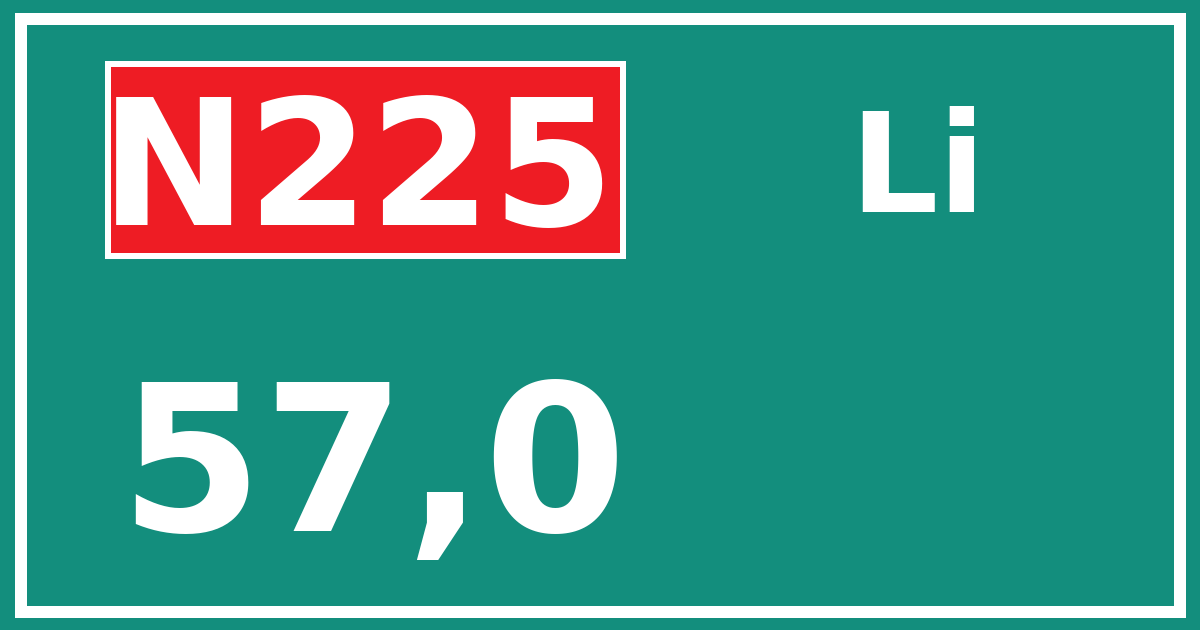 Hectometerbord N225 57,0 zijde Li