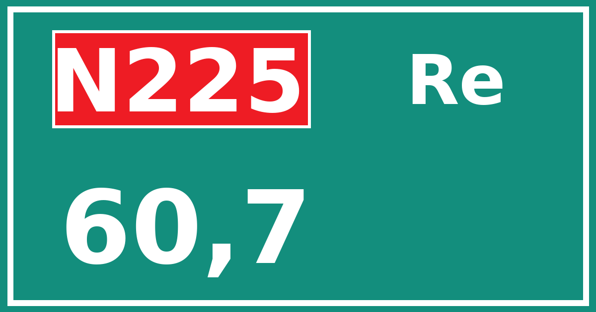 Hectometerbord N225 60,7 zijde Re