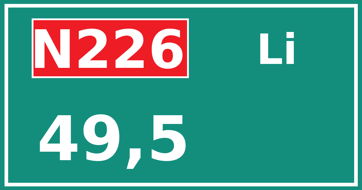 Hectometerbord N226 49,5 zijde Li