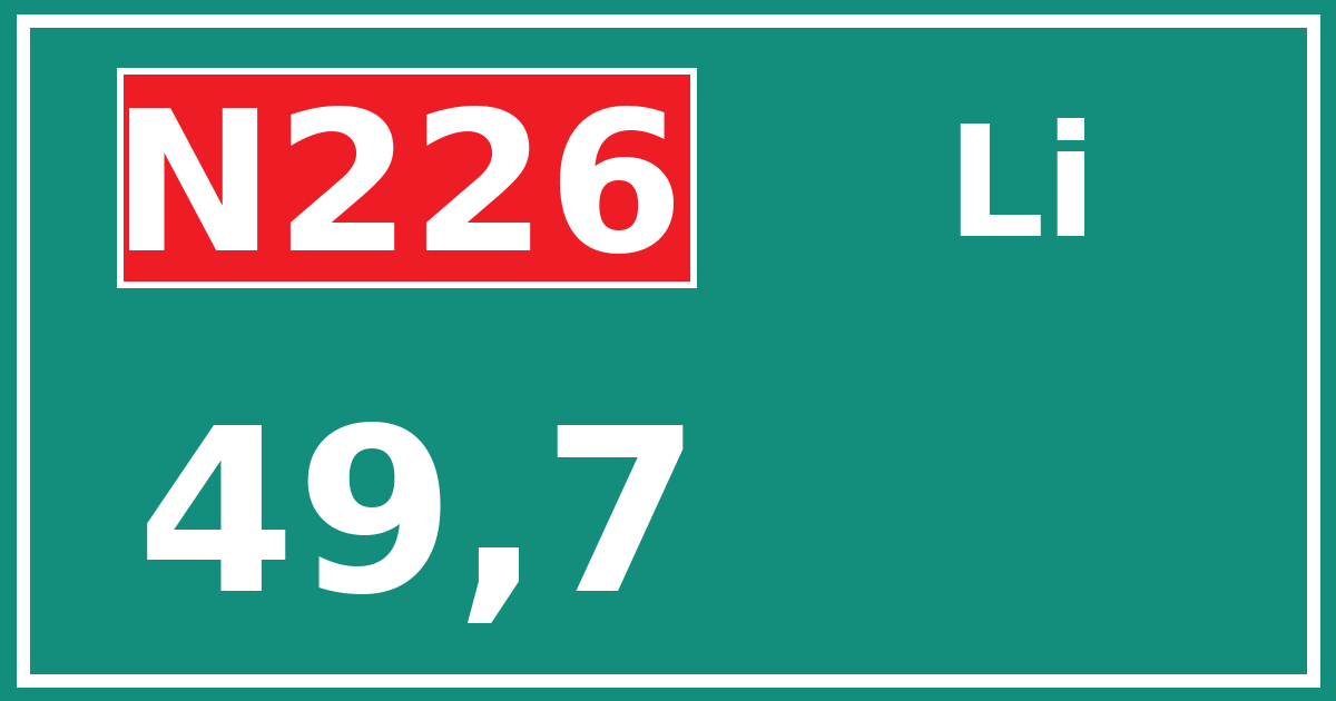 Hectometerbord N226 49,7 zijde Li