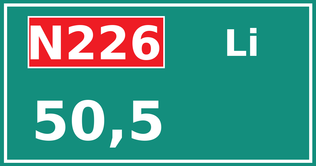 Hectometerbord N226 50,5 zijde Li