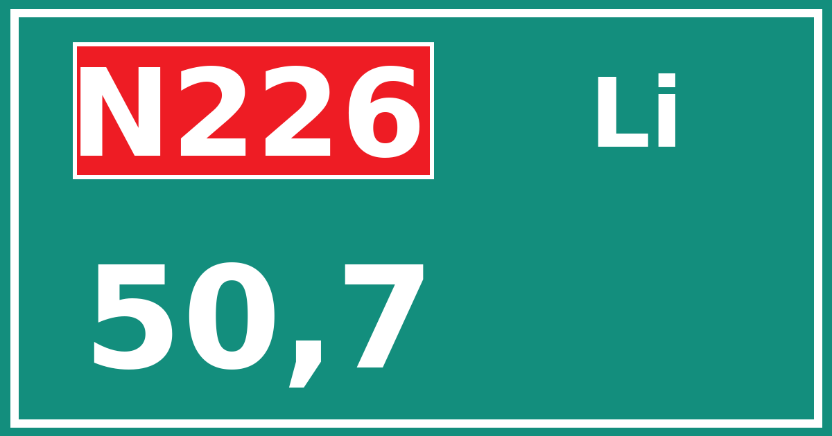 Hectometerbord N226 50,7 zijde Li