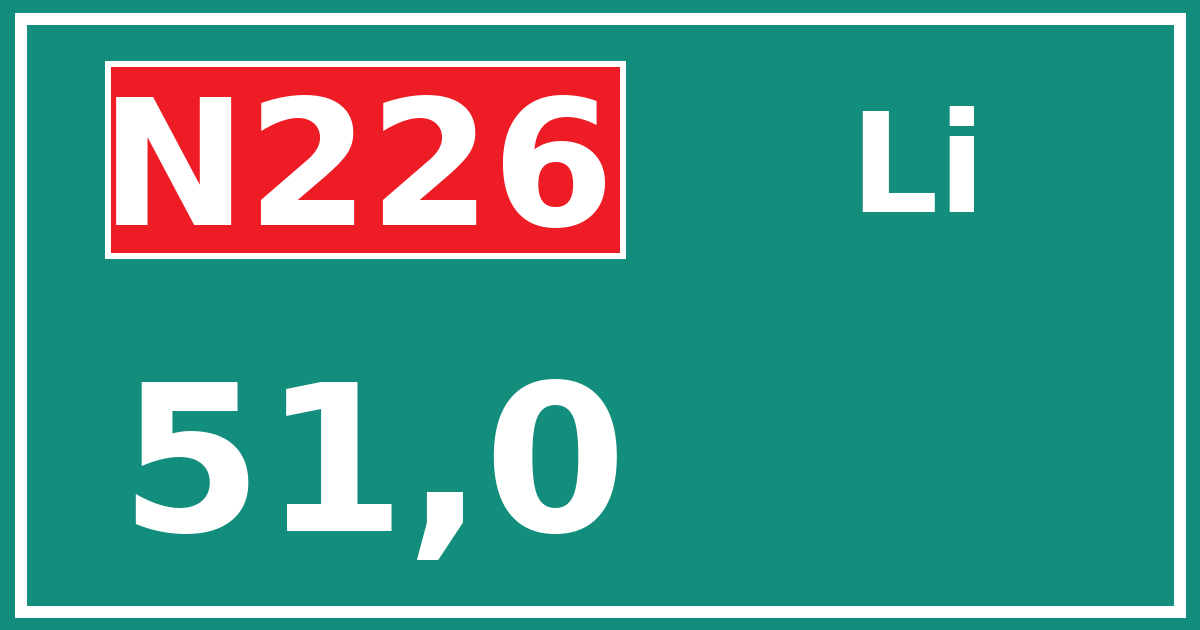 Hectometerbord N226 51,0 zijde Li