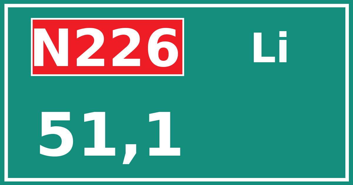 Hectometerbord N226 51,1 zijde Li