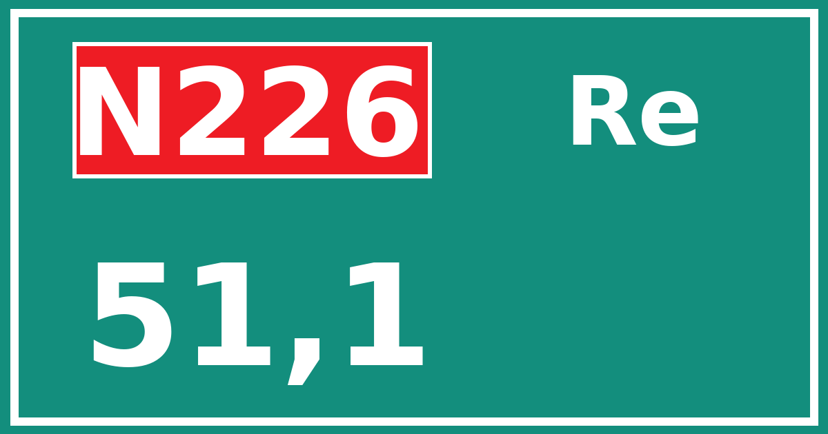 Hectometerbord N226 51,1 zijde Re