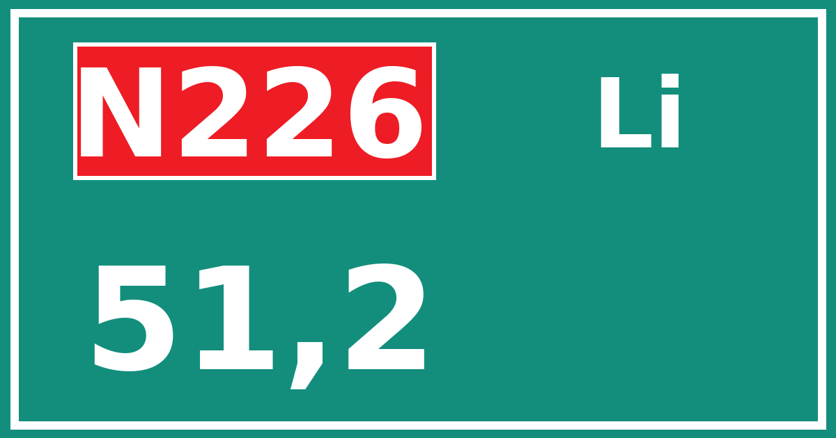 Hectometerbord N226 51,2 zijde Li