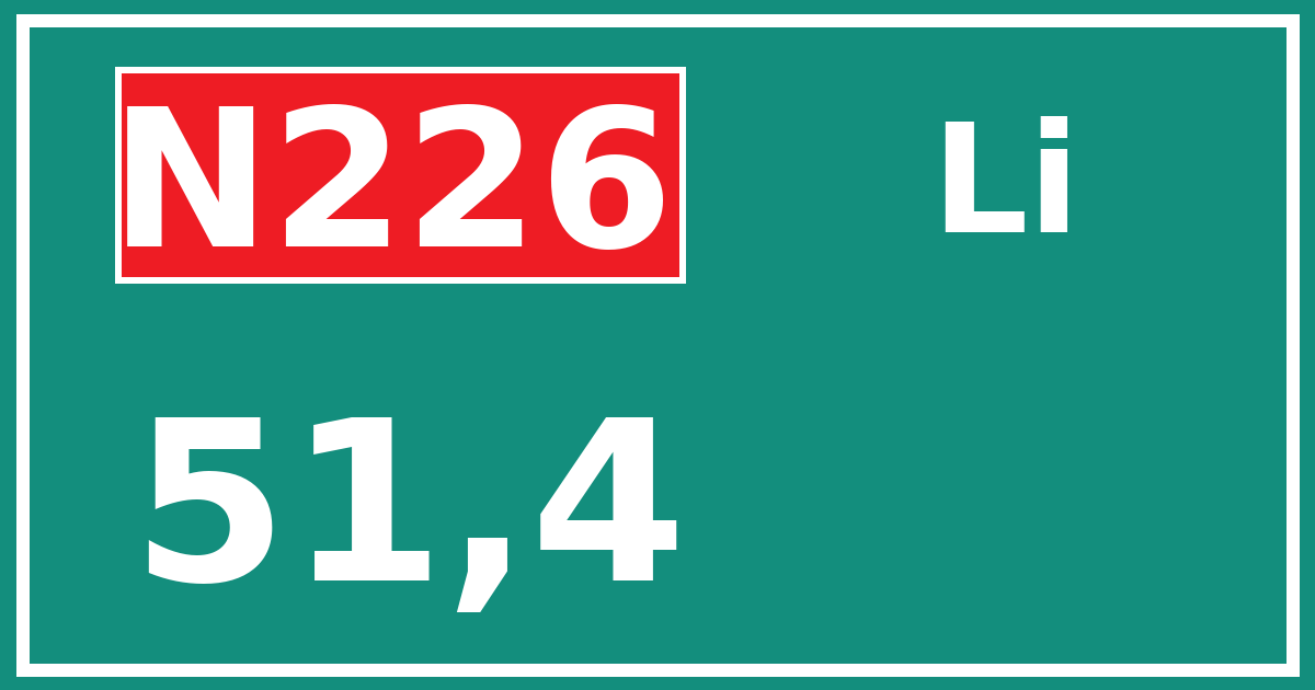 Hectometerbord N226 51,4 zijde Li