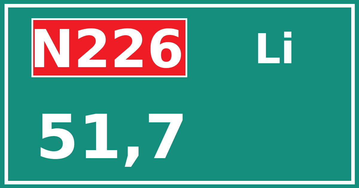 Hectometerbord N226 51,7 zijde Li