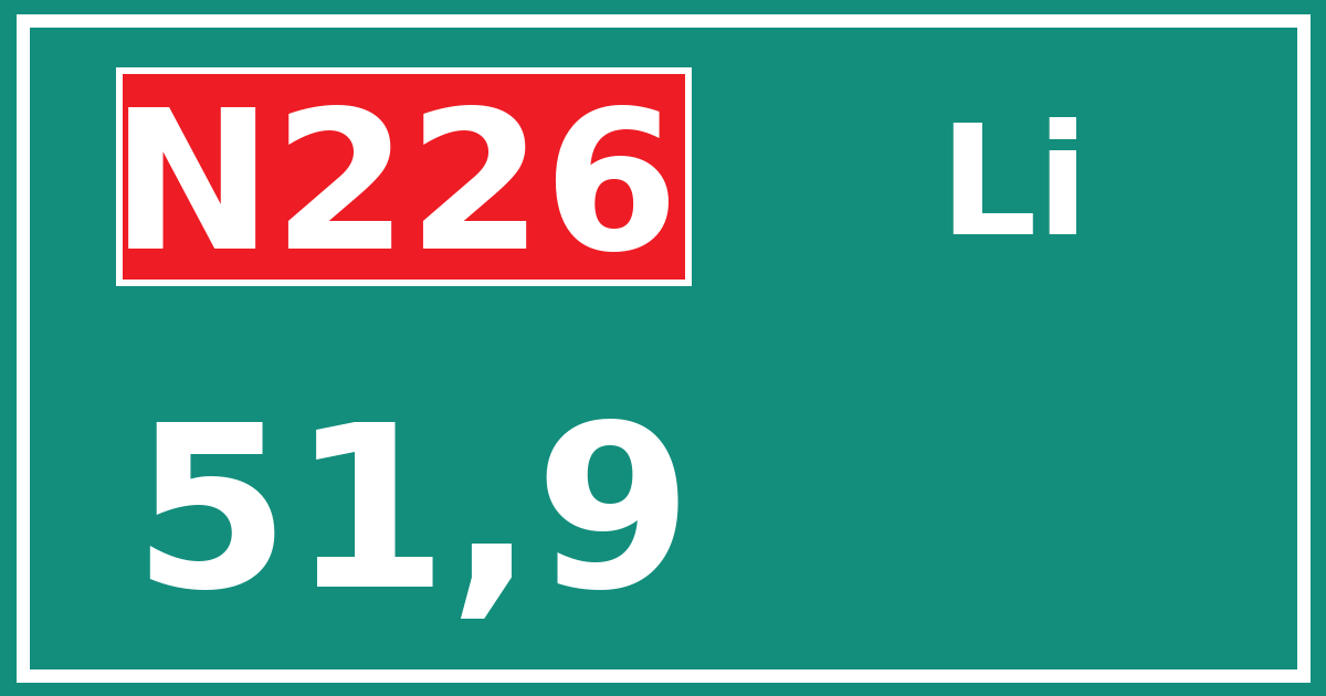 Hectometerbord N226 51,9 zijde Li