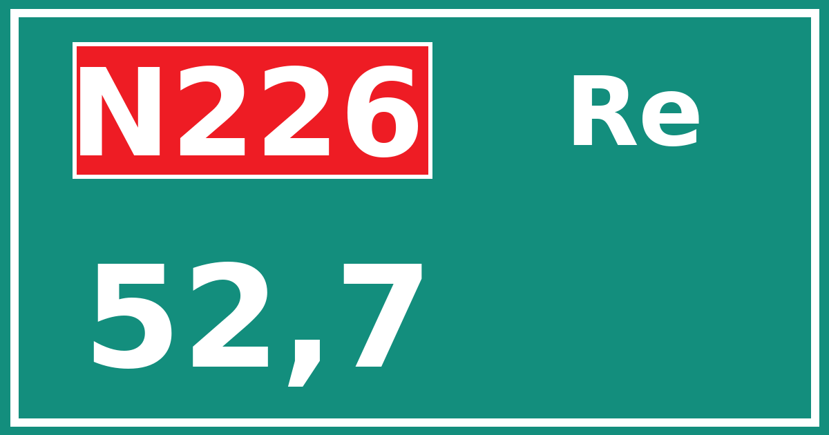 Hectometerbord N226 52,7 zijde Re