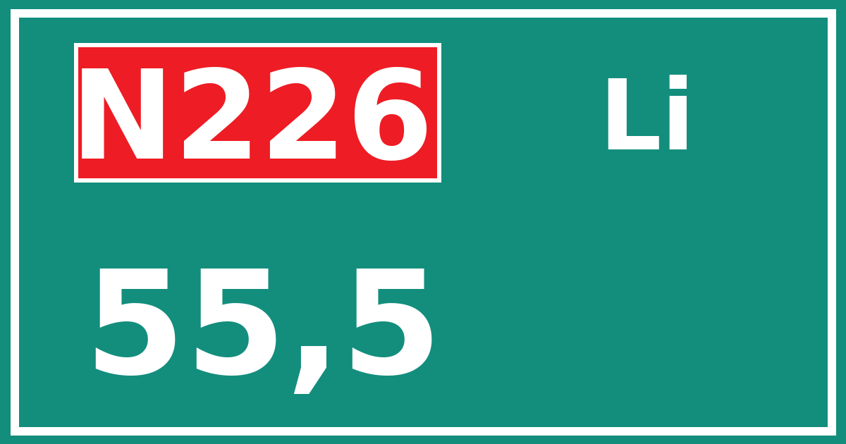 Hectometerbord N226 55,5 zijde Li