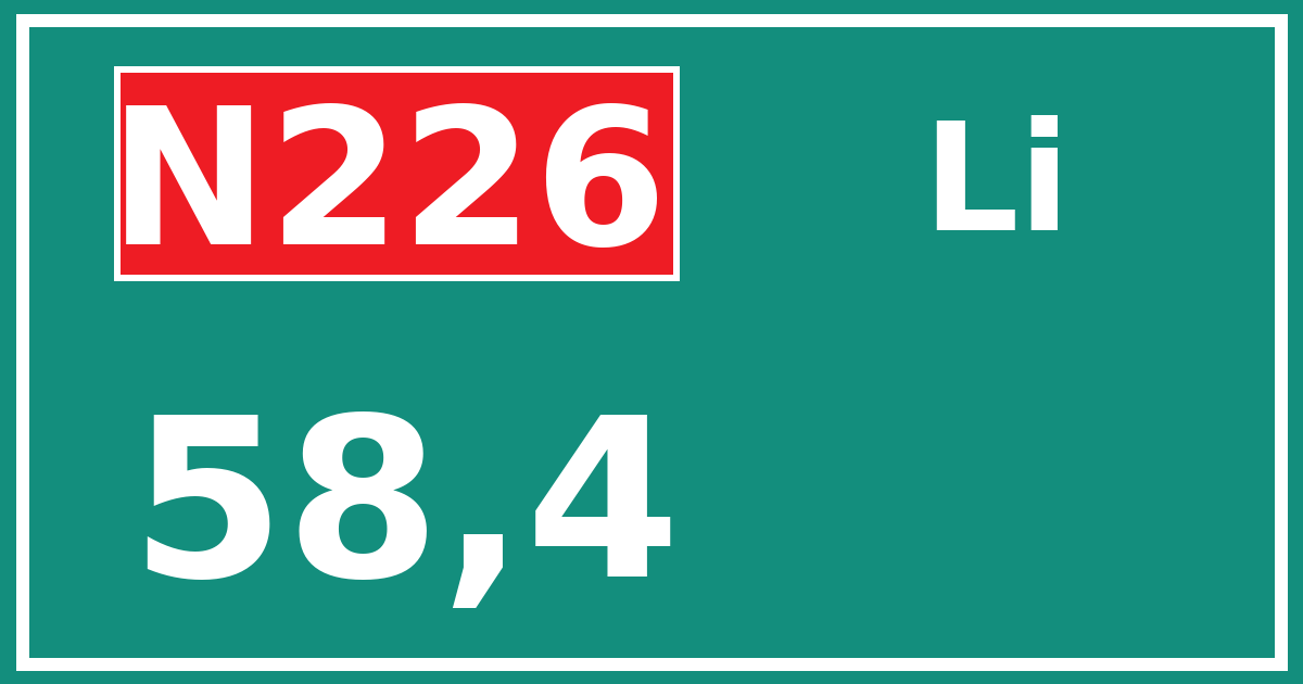 Hectometerbord N226 58,4 zijde Li