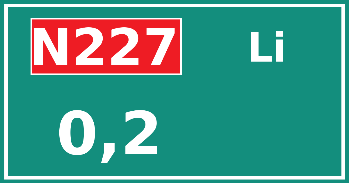 Hectometerbord N227 0,2 zijde Li