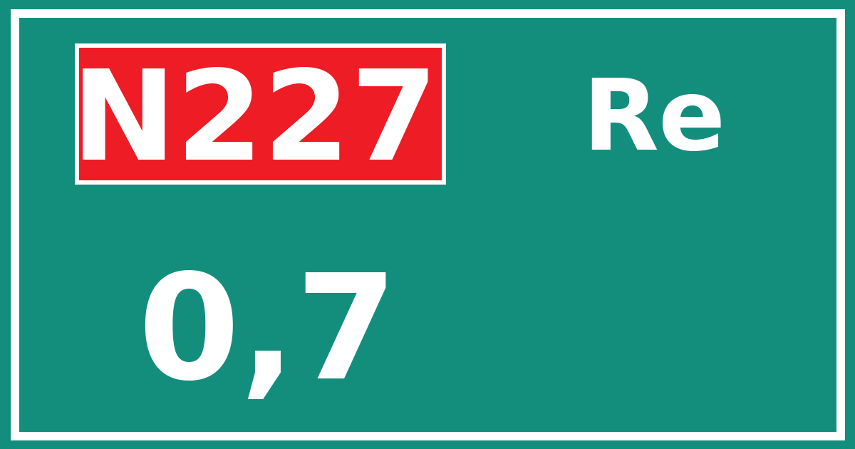 Hectometerbord N227 0,7 zijde Re