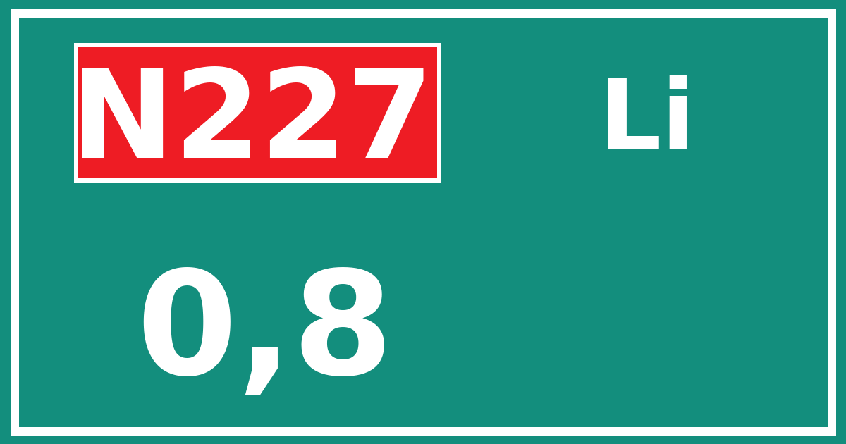 Hectometerbord N227 0,8 zijde Li