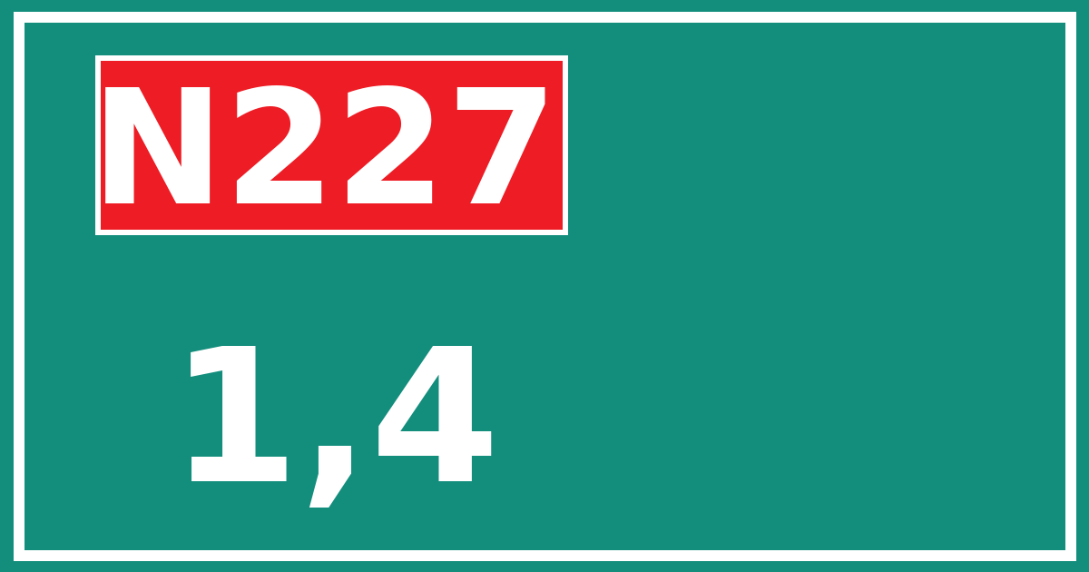 Hectometerbord N227 1,4
