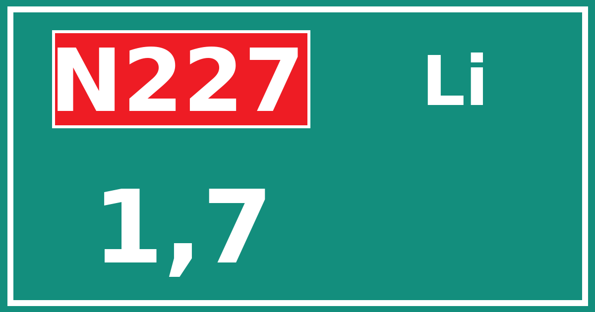 Hectometerbord N227 1,7 zijde Li