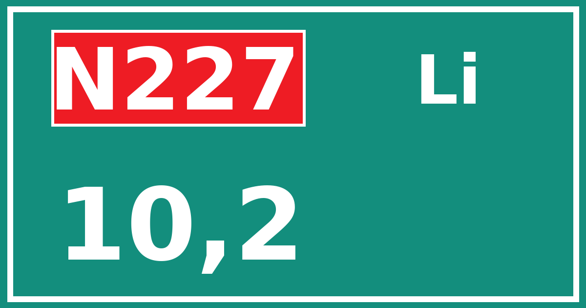 Hectometerbord N227 10,2 zijde Li