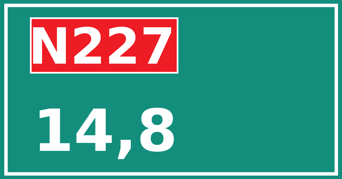 Hectometerbord N227 14,8