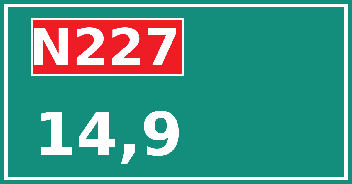 Hectometerbord N227 14,9