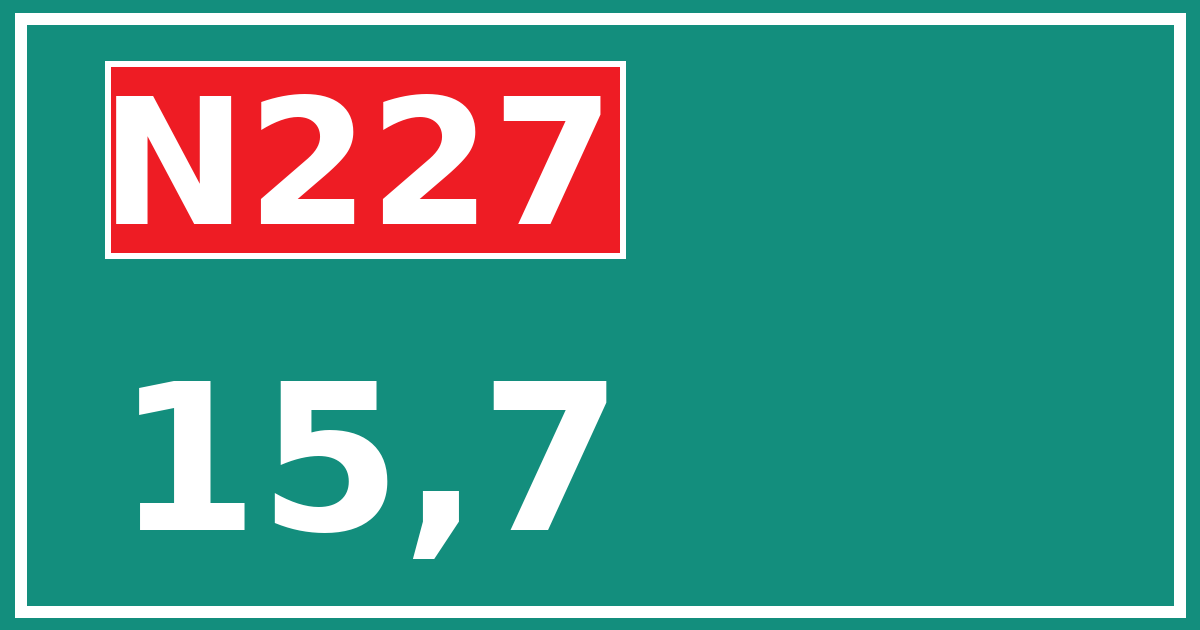 Hectometerbord N227 15,7