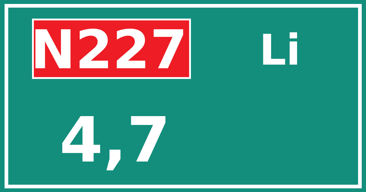 Hectometerbord N227 4,7 zijde Li