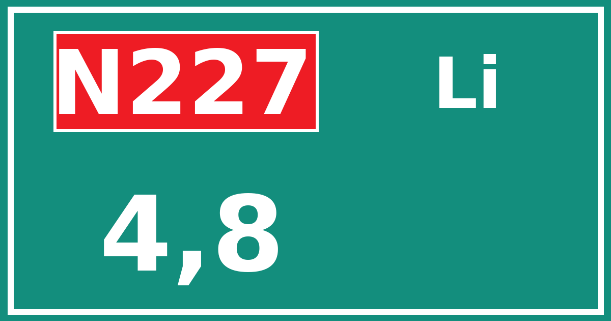 Hectometerbord N227 4,8 zijde Li