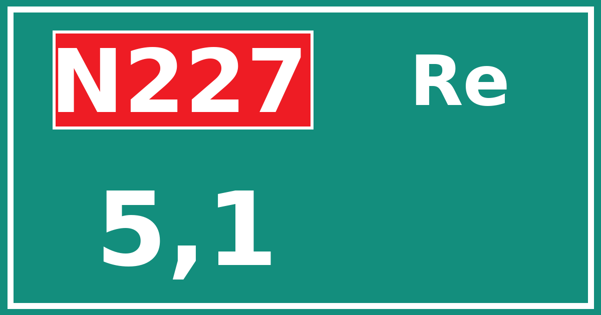 Hectometerbord N227 5,1 zijde Re
